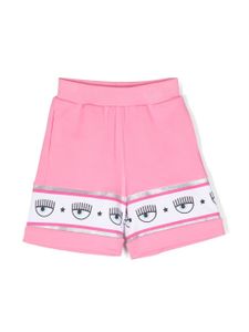 Chiara Ferragni Kids short à bande logo - Rose