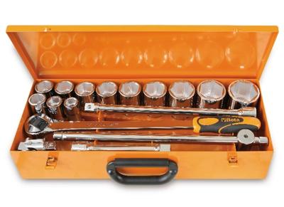 Beta 928A/C12 12 zeskant dopsleutels en 5 toebehoren in plaatstalen kist - 009280955