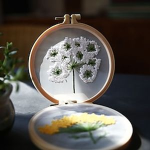 1 st 3D-borduurstartpakket voor beginners, borduurpakketten voor volwassenen, inclusief borduurdoek met kerstpatronen en borduurring, draden, naalden Lightinthebox
