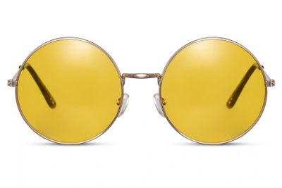 CWI zonnebril rond volledig omrand cat. 3 goud/geel CWI zonnebril rond volledig omrand cat. 3 goud/geel