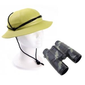 Carnaval verkleedset safari/jungle helm met verrekijker - kinderen - Onderzoeker/Ontdekkingsreiziger