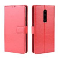Retro Crazy Horse textuur horizontale Flip lederen case voor OnePlus 7 Pro met houder & kaartsleuven & fotolijstjes (rood)