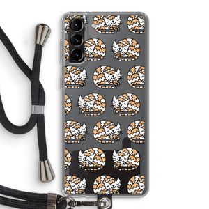 Slapende poes: Samsung Galaxy S21 Plus Transparant Hoesje met koord