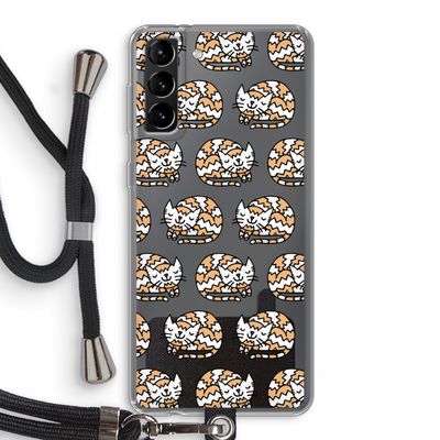 Slapende poes: Samsung Galaxy S21 Plus Transparant Hoesje met koord