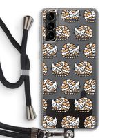Slapende poes: Samsung Galaxy S21 Plus Transparant Hoesje met koord