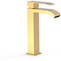 Wastafelkraan Tres Cuadro | Opbouw | Mengkraan | Waterval uitloop | Hoog model | 1-hendel | Vierkant | 24k Goud glans