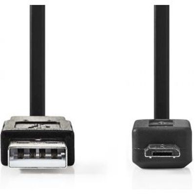Platte USB 2.0-Kabel | A Male - Micro-B Male | 1,0 m | Zwart [CCGP60505BK10]