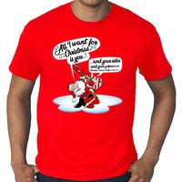 Grote maten Kerst shirt zingende kerstman met gitaar rood heren - thumbnail