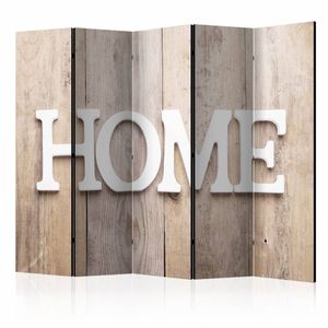 Vouwscherm -  Home op houten planken 225x172cm  , gemonteerd geleverd, dubbelzijdig geprint (kamerscherm)