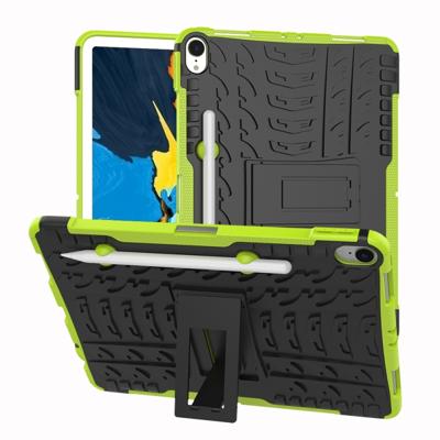 Band textuur TPU + PC schokbestendig geval voor iPad Pro 11 inch (2018) met houder & pen slot (groen)