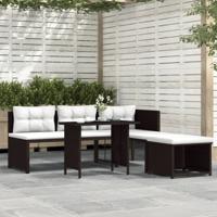 4-delige Loungeset poly rattan bruin