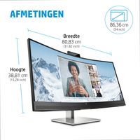 HP E34m G4 LCD-monitor Energielabel F (A - G) 86.4 cm (34 inch) 3440 x 1440 Pixel 21:9 5 ms DisplayPort, HDMI, USB-C USB 3.2 (Gen 1), USB 3.2 Gen 1, RJ45, - thumbnail