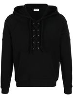 Saint Laurent hoodie à col lacé - Noir