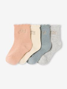 Set van 4 paar babysokjes "little" lichtroze