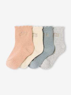 Set van 4 paar babysokjes "little" lichtroze