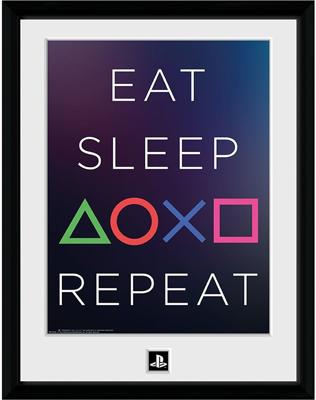 Playstation Framed Print - Eat Sleep Repeat (30x40cm)
