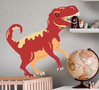 Dino muursticker T-rex rode en gele dinosaurus