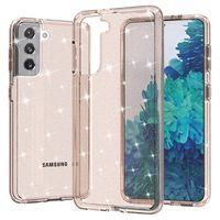 Samsung Galaxy S21 5G Stijlvolle Glitter Series Hybrid Case - Goud