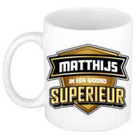 Naam mok Matthijs - wit - Superieur - keramiek - 300 ml - cadeau collega beker Naam mok Matthijs - wit - Superieur - keramiek - 300 ml - cadeau collega beker