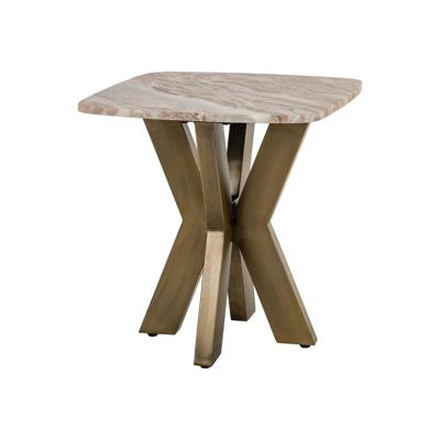 Richmond Bijzettafel 'Bottega' Marmer en brass, 55 x 55cm