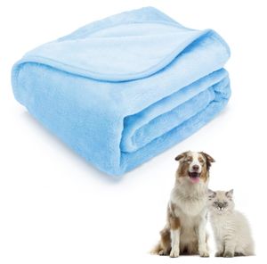 Deken voor hond en kat microvezel blauw L