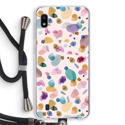 Terrazzo Memphis Pink: Samsung Galaxy A10 Transparant Hoesje met koord