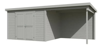 Blokhut met overkapping Kjeld 550x250 Platinum Grey - Outdoor life