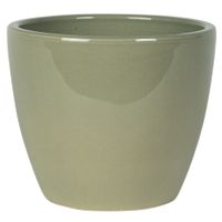 Plantenpot/bloempot in een strakke Scandinavische look mosgroen Dia 16 cm en Hoogte 13 cm