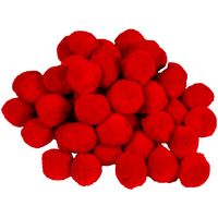 Pompons - 35x - rood - 25 mm - hobby/knutsel materialen