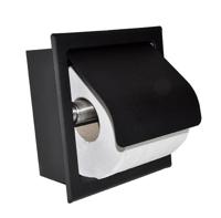 Sunk Inbouw Toiletrolhouder Met Klep Mat-Zwart - thumbnail