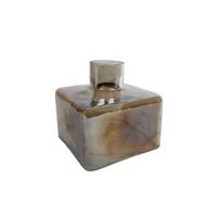 Vaas vierkant bruin glas 17x17x15cm