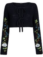 ETRO cardigan en crochet à fleurs brodées - Noir - thumbnail