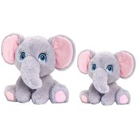 Keel Toys - Pluche knuffel dieren set 2x olifanten 18 en 25 cm - thumbnail