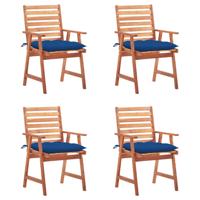 Tuinstoelen 4 st met kussens massief acaciahout