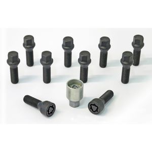 H&R Wielboutenset konisch M14x1.50 - Lengte 43mm - Zwart - 10 stuks - incl. wielsloten HRB1454301SET