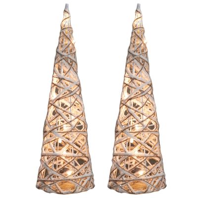 2x stuks kerstverlichting figuren Led kegel kerstboom glitter lamp 40 cm met 10 lampjes