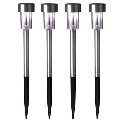 Sunnydays Tuinlampen / prikspot Solara - 4x - zilver - RVS - waterbestendig - 37 cm