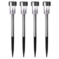 Sunnydays Tuinlampen / prikspot Solara - 4x - zilver - RVS - waterbestendig - 37 cm