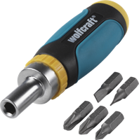 Wolfcraft mini-handschroevendraaier | ratelfunctie | set 6-delig | incl. 5 bits - 1237000