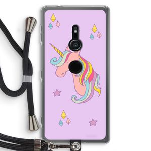 Roze eenhoorn: Sony Xperia XZ2 Transparant Hoesje met koord