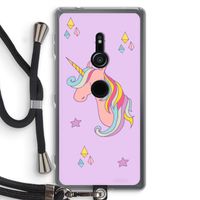 Roze eenhoorn: Sony Xperia XZ2 Transparant Hoesje met koord
