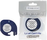 Rillprint compatible LetraTAG tape voor Dymo 12267, 12 mm, plastic, transparant - thumbnail