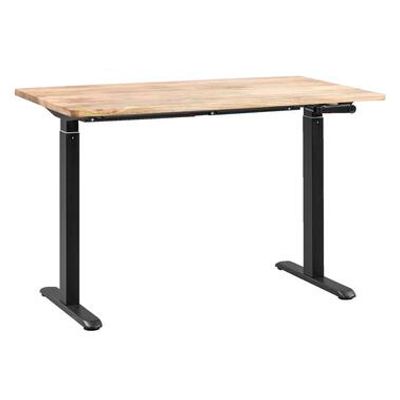 Bureau Homeworx zit/sta handmatig verstelbaar - mangohout/zwart - 75/118x120x70 cm - Leen Bakker