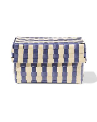 051 Mand 20x15cm Met Deksel Geblokt Blauw