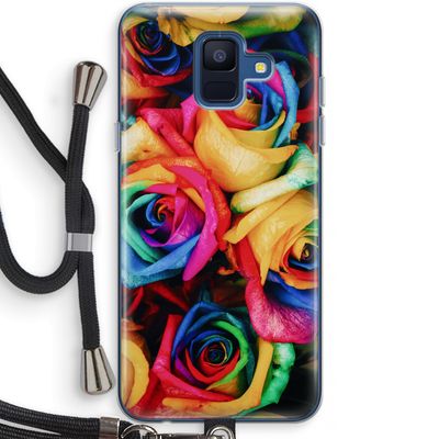 Neon bloemen: Samsung Galaxy A6 (2018) Transparant Hoesje met koord