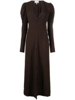 GANNI robe à manches bouffantes - Marron