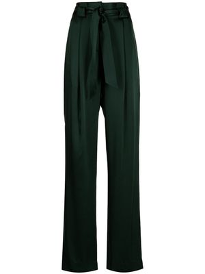 Michelle Mason pantalon en soie plissée à taille haute - Vert
