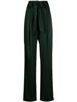 Michelle Mason pantalon en soie plissée à taille haute - Vert