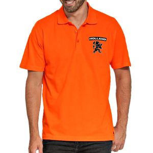 Oranje supporter poloshirt Holland met leeuw oranje voor heren