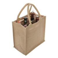 Boodschappentas - voor 6 flessen - naturel - 29 x 27 cm - jute - boodschappentas